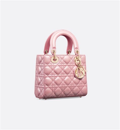 Small Lady Dior Bag Melocoton Pink Pearlescent 